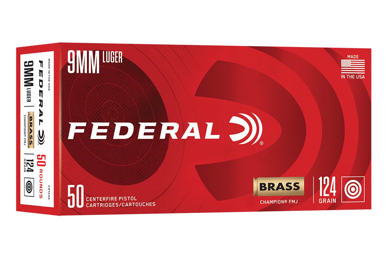 FEDERAL AMMUNITION 9mm 124 gr FMJ Champion Training 50/Box